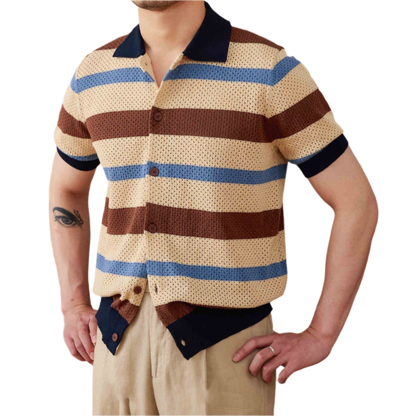 Retro Stripe Lapel Tee.