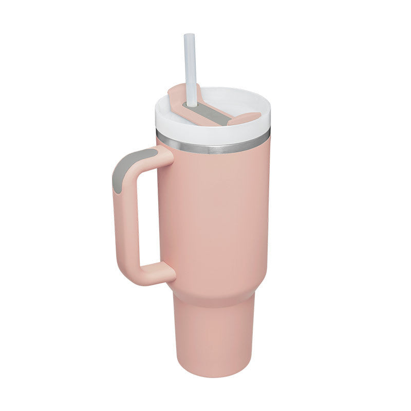 Heart Sip 40oz Insulated Tumbler | Spill-Proof Stainless Steel Travel Cup with Straw & Handle