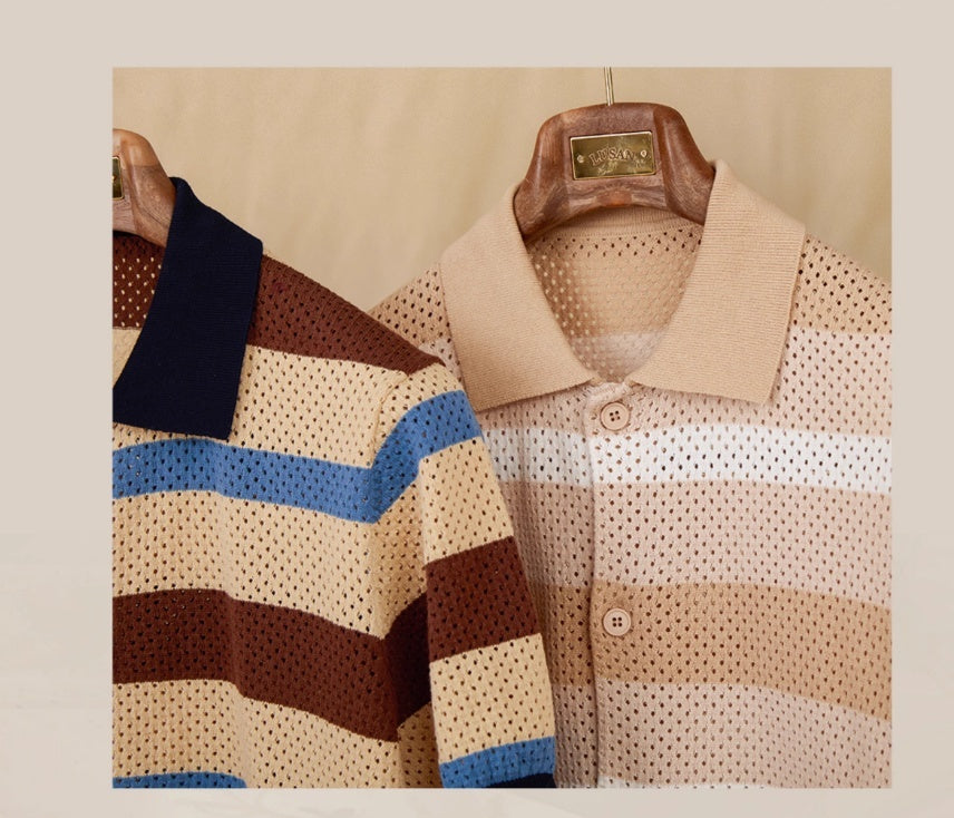 Retro Stripe Lapel Tee.