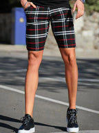 Blurline Check Skinny Shorts – Plus Size Fit