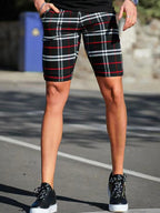 Blurline Check Skinny Shorts – Plus Size Fit