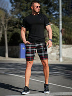 Blurline Check Skinny Shorts – Plus Size Fit