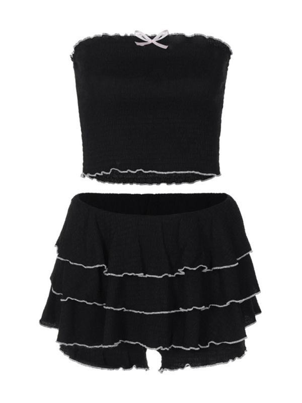 Sweetheart Layers Tube Top & Pleated Cake Bloomers Set