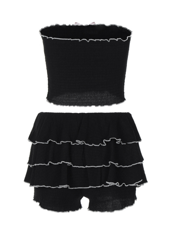Sweetheart Layers Tube Top & Pleated Cake Bloomers Set