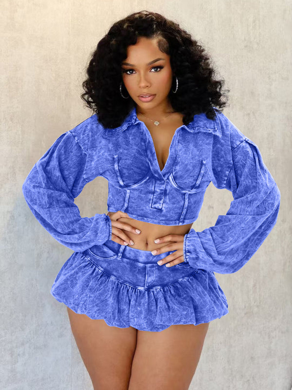 Ripped N’ Ready Distressed Skirt Set – Built-In Safety Shorts