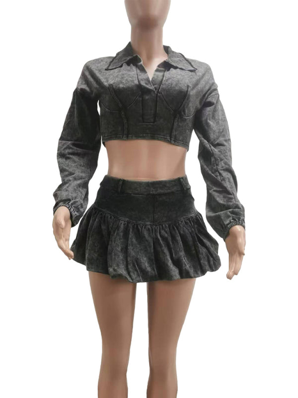Ripped N’ Ready Distressed Skirt Set – Built-In Safety Shorts